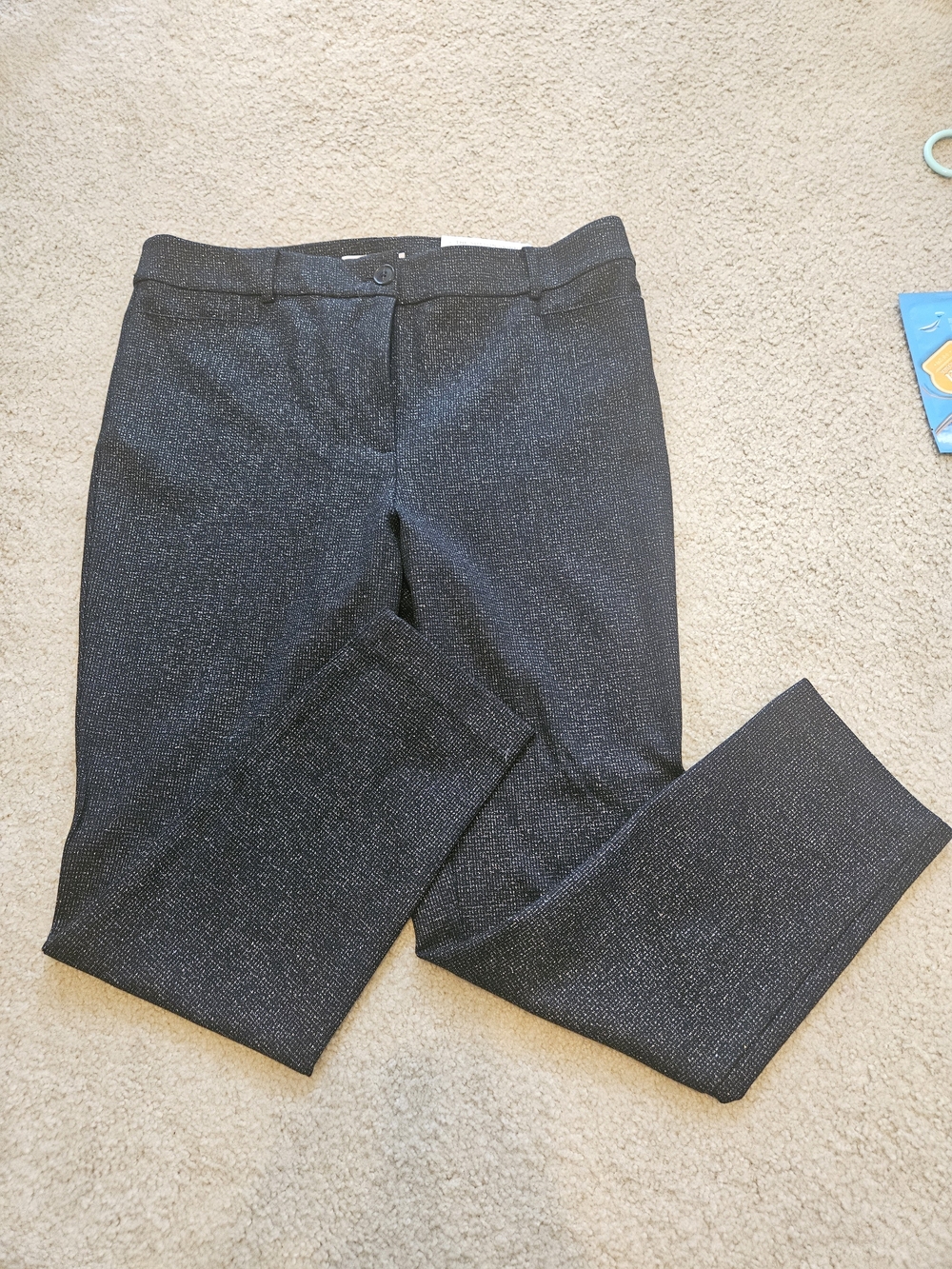 LOFT Sutton Skinny Sparkle Black Dress Pants